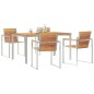 vidaXL Set da Pranzo da Giardino 5 Pezzi in Legno Massello Teak e Acciaio Inossidabile