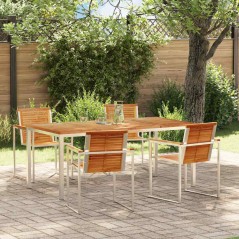 vidaXL Set da pranzo da giardino 5 pezzi in legno di teak e acciaio inox.