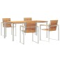 vidaXL Set da pranzo da giardino 5 pezzi in legno di teak e acciaio inox.