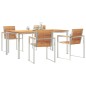 vidaXL Set da pranzo da giardino 5 pezzi in legno di teak e acciaio inox.