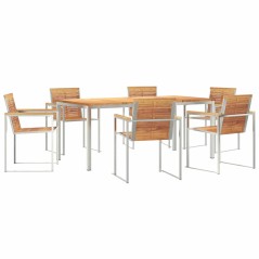 vidaXL Set da pranzo da giardino 7 pezzi in legno di teak e acciaio inox.