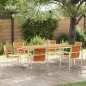 vidaXL Set da Pranzo da Giardino 7 Pezzi in Legno di Teak e Acciaio Inossidabile