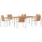 vidaXL Set da Pranzo da Giardino 7 Pezzi in Legno di Teak e Acciaio Inossidabile