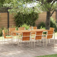 Set pranzo giardino vidaXL 9 pezzi in legno massello di teak