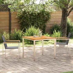 vidaXL Set da Pranzo da Giardino 3 Pezzi in Legno Massello di Teak e Acciaio Inossidabile