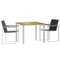 vidaXL Set da Pranzo da Giardino 3 Pezzi in Legno Massello di Teak e Acciaio Inossidabile