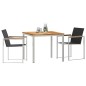 vidaXL Set da Pranzo da Giardino 3 Pezzi in Legno Massello di Teak e Acciaio Inossidabile