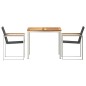 vidaXL Set da Pranzo da Giardino 3 Pezzi in Legno Massello di Teak e Acciaio Inossidabile