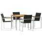 vidaXL Set da pranzo da giardino 5 pezzi in legno massello di teak e acciaio inox