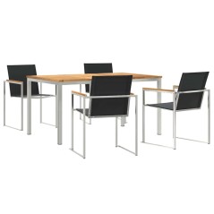vidaXL Set da pranzo da giardino 5 pezzi in legno massello di teak e acciaio inox