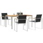 vidaXL Set da pranzo da giardino 5 pezzi in legno massello di teak e acciaio inox