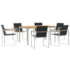 vidaXL Set da pranzo per giardino 7 pezzi in legno massello di teak e acciaio inox