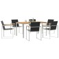 vidaXL Set da pranzo per giardino 7 pezzi in legno massello di teak e acciaio inox