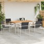 vidaXL Set da pranzo per giardino 7 pezzi in legno massello di teak e acciaio inox