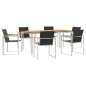 vidaXL Set da pranzo da giardino 7 pezzi in legno massiccio di teak e acciaio inossidabile