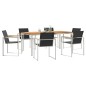 vidaXL Set da pranzo da giardino 7 pezzi in legno massiccio di teak e acciaio inossidabile