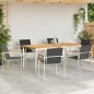 vidaXL Set da pranzo da giardino 7 pezzi in legno massiccio di teak e acciaio inossidabile