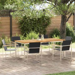 vidaXL Set da pranzo da giardino 7 pezzi in legno massello di teak e acciaio inox