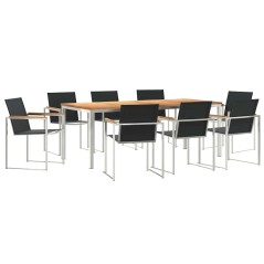vidaXL Set da pranzo da giardino 7 pezzi in legno massello di teak e acciaio inox