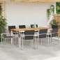 vidaXL Set da Pranzo da Giardino 9 Pezzi in Legno Massello di Teak e Acciaio Inossidabile
