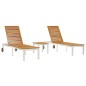vidaXL Lettini da Sole 2 pz con Tavolo in Legno Massello di Acacia vidaXL Lettini da Sole 2 pz con Tavolo in Legno Massello di Acacia