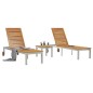 vidaXL Lettini da Sole 2 pz con Tavolo in Legno Massello di Acacia vidaXL Lettini da Sole 2 pz con Tavolo in Legno Massello di Acacia