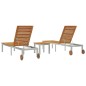 vidaXL Lettini da Sole 2 pz con Tavolo in Legno Massello di Acacia vidaXL Lettini da Sole 2 pz con Tavolo in Legno Massello di Acacia