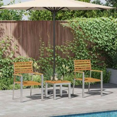 vidaXL Set Pranzo Giardino 3 Pezzi in Legno Massello di Acacia e Acciaio Inossidabile.