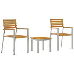 vidaXL Set Pranzo Giardino 3 Pezzi in Legno Massello di Acacia e Acciaio Inossidabile.