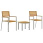 vidaXL Set Pranzo Giardino 3 Pezzi in Legno Massello di Acacia e Acciaio Inossidabile.