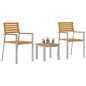 vidaXL Set Pranzo Giardino 3 Pezzi in Legno Massello di Acacia e Acciaio Inossidabile.