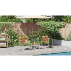 vidaXL Lettino con sedie da giardino 3 pezzi in legno massello