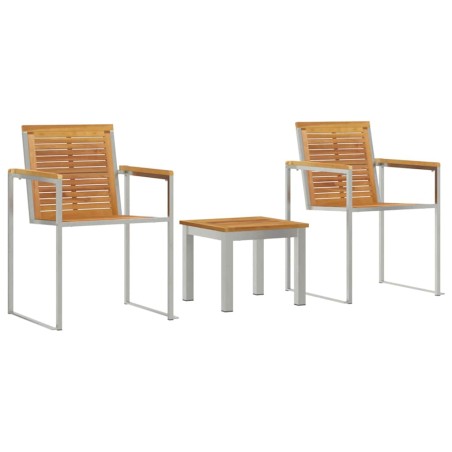 vidaXL Lettino con sedie da giardino 3 pezzi in legno massello
