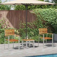 vidaXL Set pranzo giardino 3 pezzi in legno di teak e acciaio inox