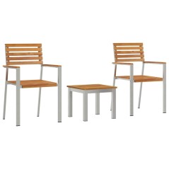 vidaXL Set pranzo giardino 3 pezzi in legno di teak e acciaio inox