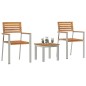 vidaXL Set pranzo giardino 3 pezzi in legno di teak e acciaio inox vidaXL Set pranzo giardino 3 pezzi in legno di teak e acciaio inox