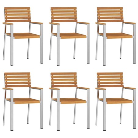 vidaXL Sedie da Giardino Impilabili 6 pz 54,5x56x89 cm in Legno Massello di Acacia