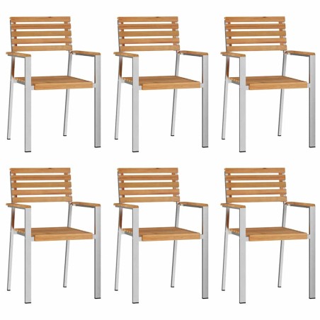 vidaXL Sedia da giardino impilabile - 6 pezzi 54,5x56x89 cm in legno massello di teak.