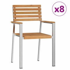 vidaXL Sedie da Giardino Impilabili 8 pz 54,5x56x89 cm in Legno di Teak Massello