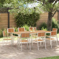 vidaXL Sedia da giardino impilabile set da 8 pz 54,5x56x87 cm in legno massello di acacia.