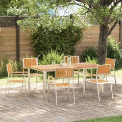 vidaXL Sedie da Giardino Impilabili 6 Pezzi 54,5x56x87 cm in Legno Massello di Teak