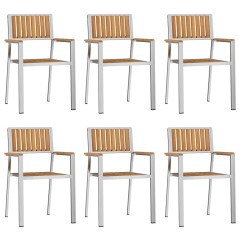 vidaXL Sedie da Giardino Impilabili 6 Pezzi 54,5x56x87 cm in Legno Massello di Teak