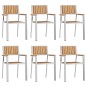 vidaXL Sedie da Giardino Impilabili 6 Pezzi 54,5x56x87 cm in Legno Massello di Teak vidaXL Sedie da Giardino Impilabili 6 Pezzi 54,5x56x87 cm in Legno Massello di Teak