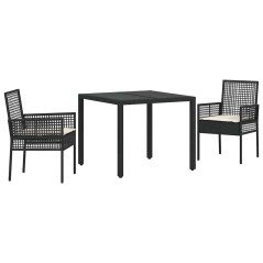 vidaXL Set da Pranzo per Giardino 3 pcs Nero 90 x 90 x 75 cm