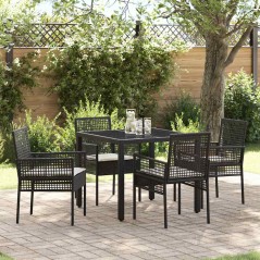 vidaXL Set da Pranzo per Giardino 5 pcs Nero 90 x 90 x 75 cm