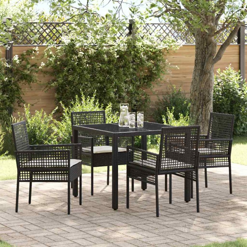 vidaXL Set da Pranzo per Giardino 5 pcs Nero 90 x 90 x 75 cm