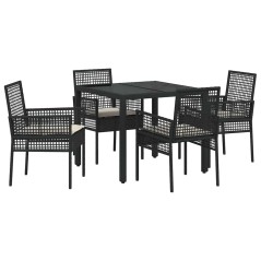 vidaXL Set da Pranzo per Giardino 5 pcs Nero 90 x 90 x 75 cm