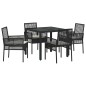 vidaXL Set da Pranzo per Giardino 5 pcs Nero 90 x 90 x 75 cm