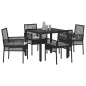 vidaXL Set da Pranzo per Giardino 5 pcs Nero 90 x 90 x 75 cm