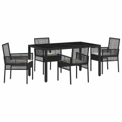 vidaXL Set da Pranzo per Giardino 5 pcs Nero 150 x 90 x 75 cm